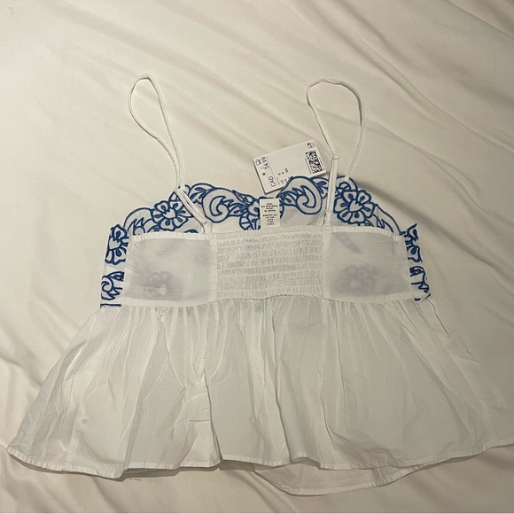 H&M White Camisole with Blue Embroidery - Picture 3 of 3